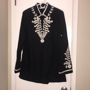 Black tunic by Tory Burch with cool embroidery